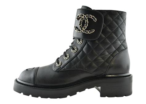 chanel quilted leather combat boots
